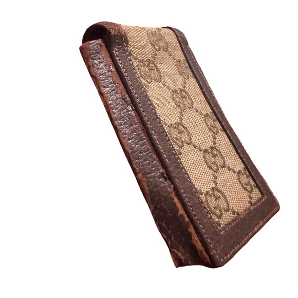 Gucci case monogram GG canvas, green red web ribbon, gold-tone horsebit hardware - Picture 3 of 7